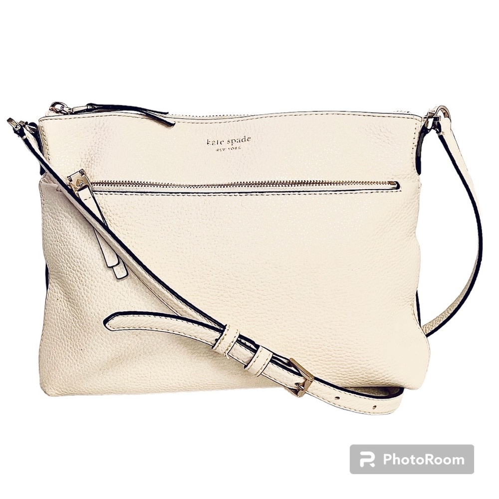 Kate Spade New York Medium Polly Leather Crossbody Bag White Parchment